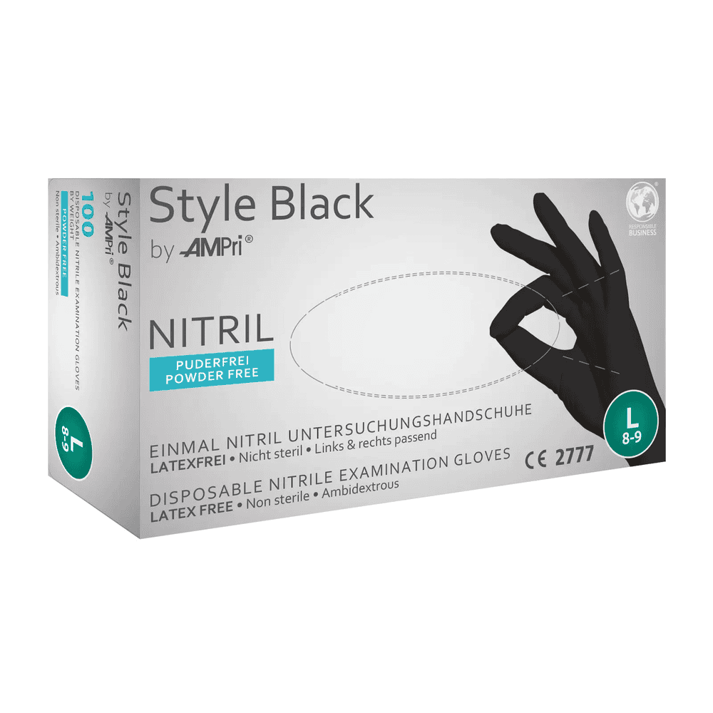 Handschuhbox des nitril Einweghandschuhs Style Black by AMPri in Größe L